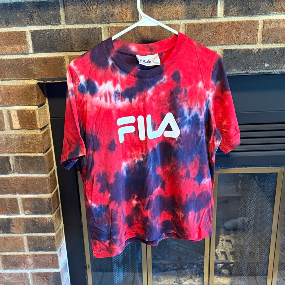 NWOT FILA Red & Blue Tie-Dye Tee